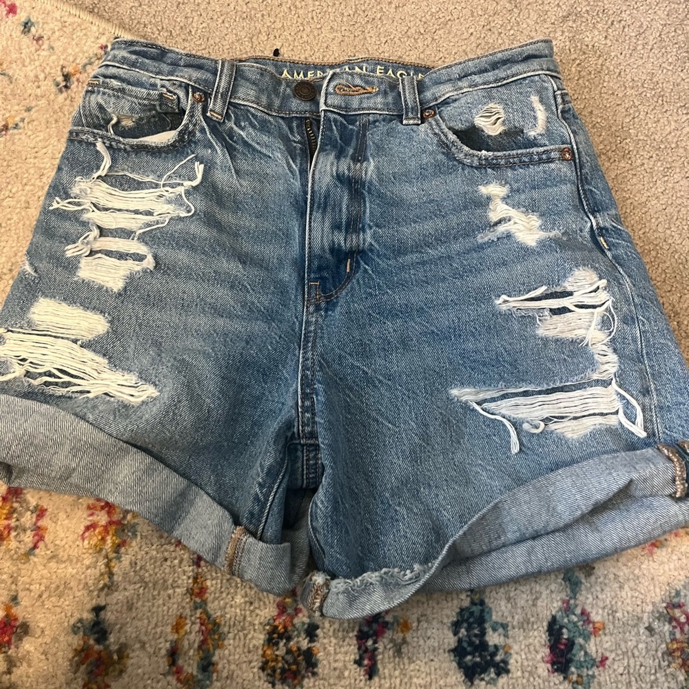American eagle distressed stretch waistband jean shorts